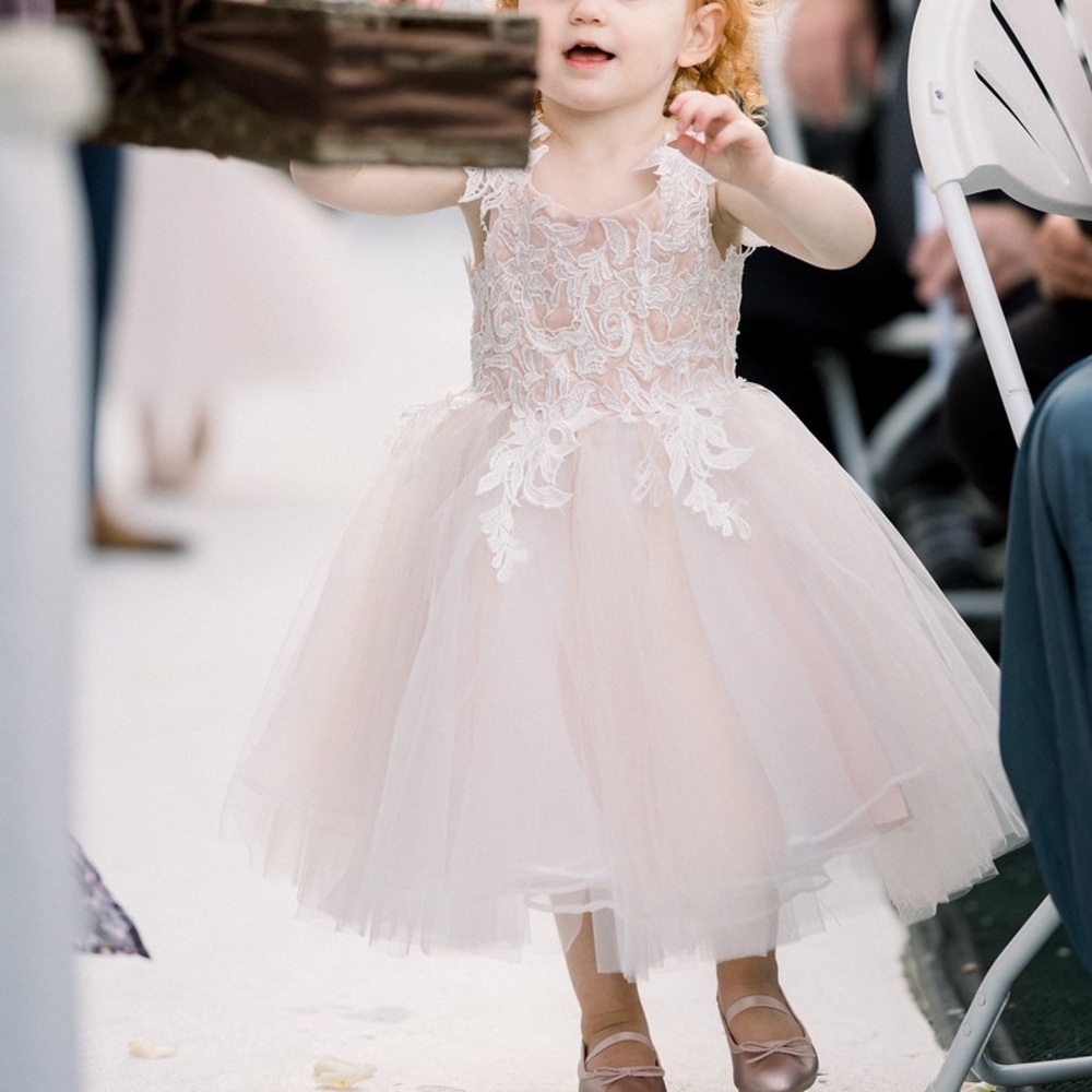 Lace Tulle Straps Wedding Flower Girl Dress size 2